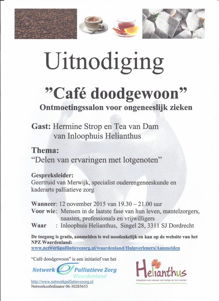 Uitnodiging Cafe Doodgewoon 12 nov. 2015
